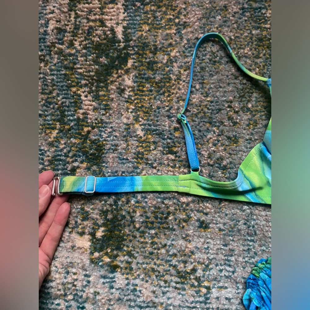 Vintage 90s Venus lagoon padded underwire mesh skirted bikini, size 12 C - Picture 4 of 16